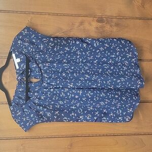 Laren Conrad  XL Polyester Top Sleeveless Peek-a-boo Tie Back Navy Blue